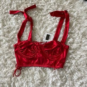 NWT Adika Red Silk Crop Top